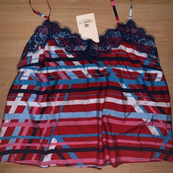 Asos Camisole red, white, blue, pink adjuatable straps and lace size 18/20 - Picture 2 of 7